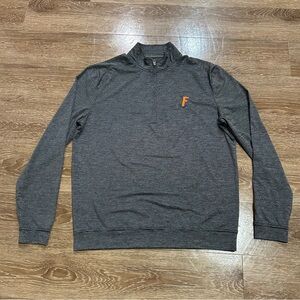 johnnie-O Charcoal Zip-Up Sweater with Orange Detail
